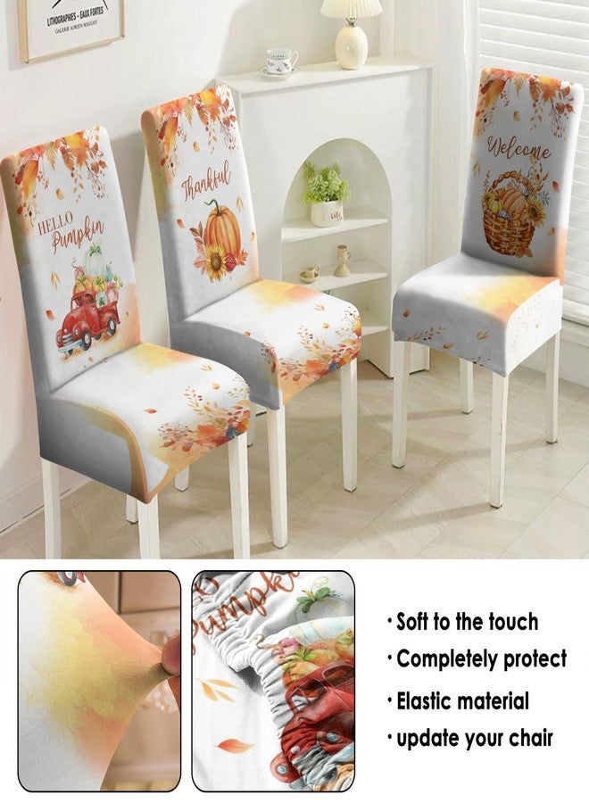 PyreneanHaven Fall Chair Covers Set of 4, Fall Decorations Stretch Removable Washable Dining Room Thanksgiving Chair Protector Slipcovers Autumn Decor Holiday Party Kitchen Home Decorations (Fall 1, 4 PCS) - Image 4